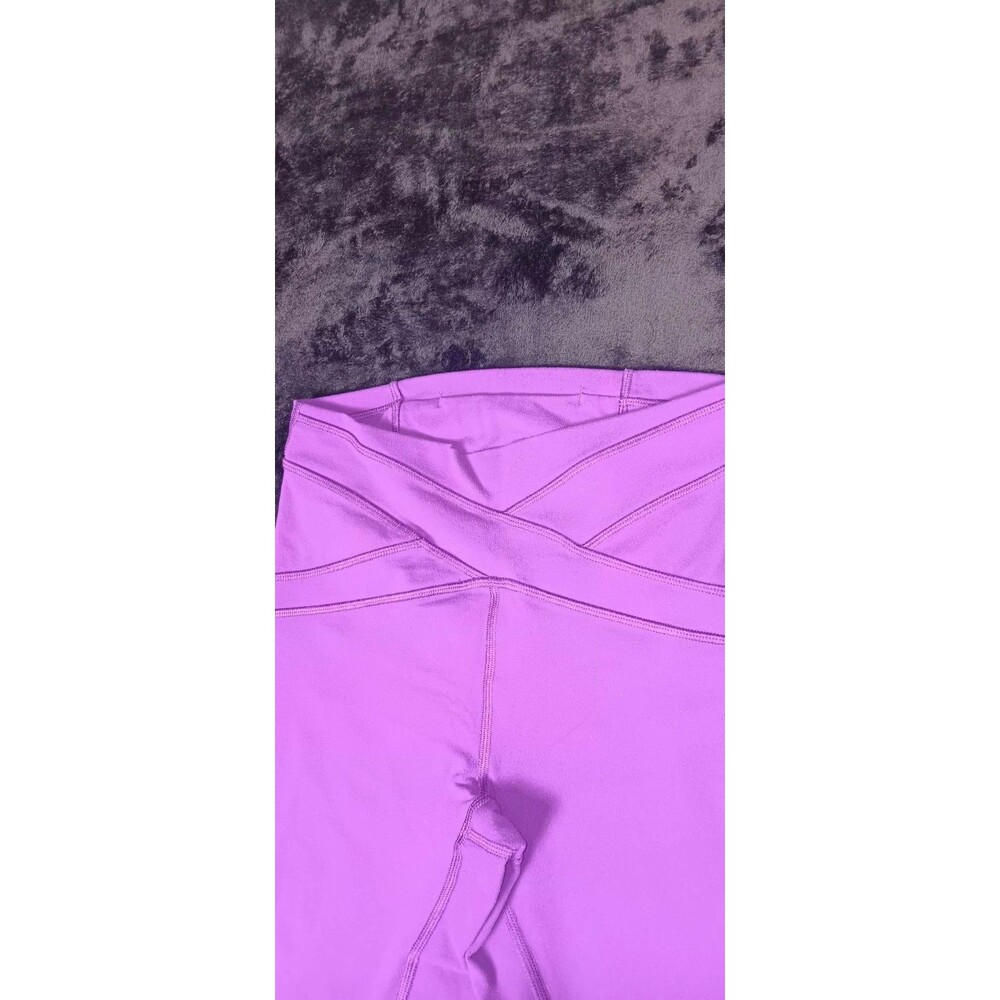 Lululemon High Rise Crossover Waist Mesh Panel Tights S Purple Yoga Athletic Gym - Picture 3 of 10